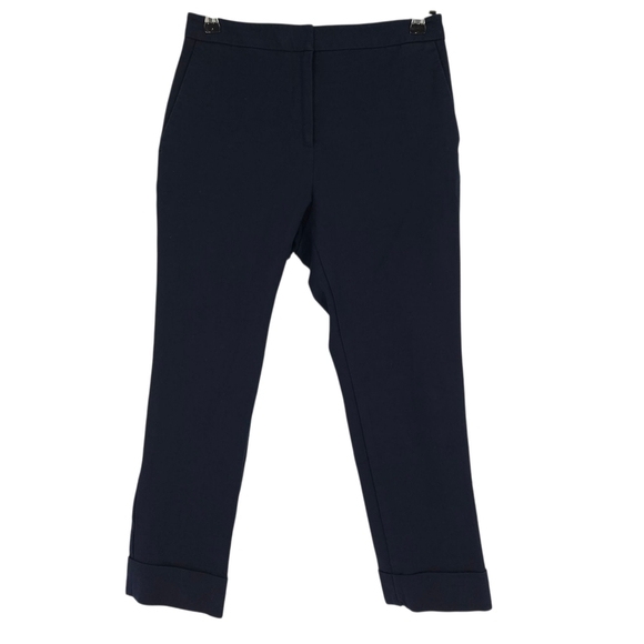 Ann Taylor Straight Ankle Dress Pants Navy High Rise Cuffed Cropped Petite 4P - Picture 1 of 5
